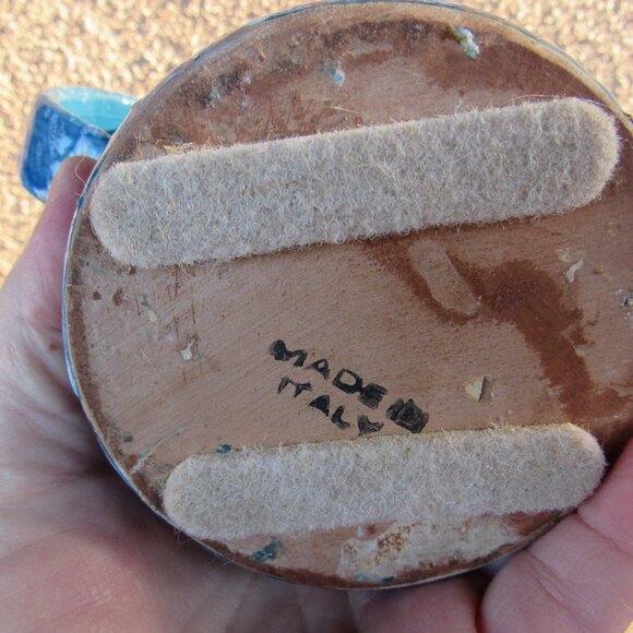 Handmade Vintage Blue and Yellow Italian Lava Glaze Pitcher - Picture 5 of 5